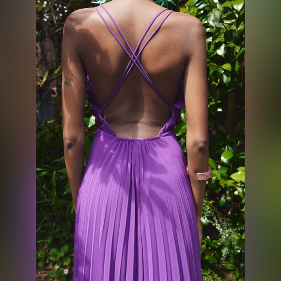 Zara PLEATED RUFFLED SLIP DRESS - Picture 2 of 3